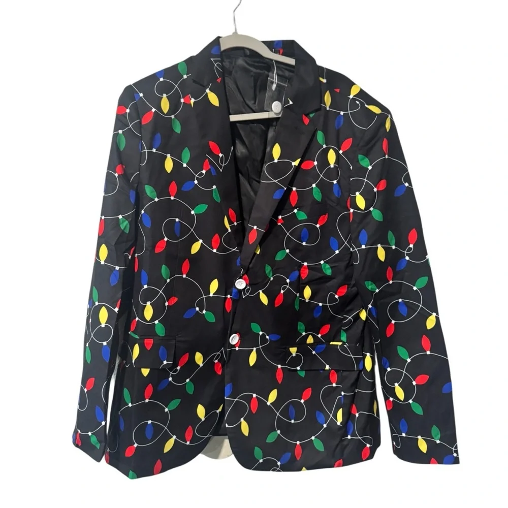 Men's Festive string of lights Christmas Blazer size large